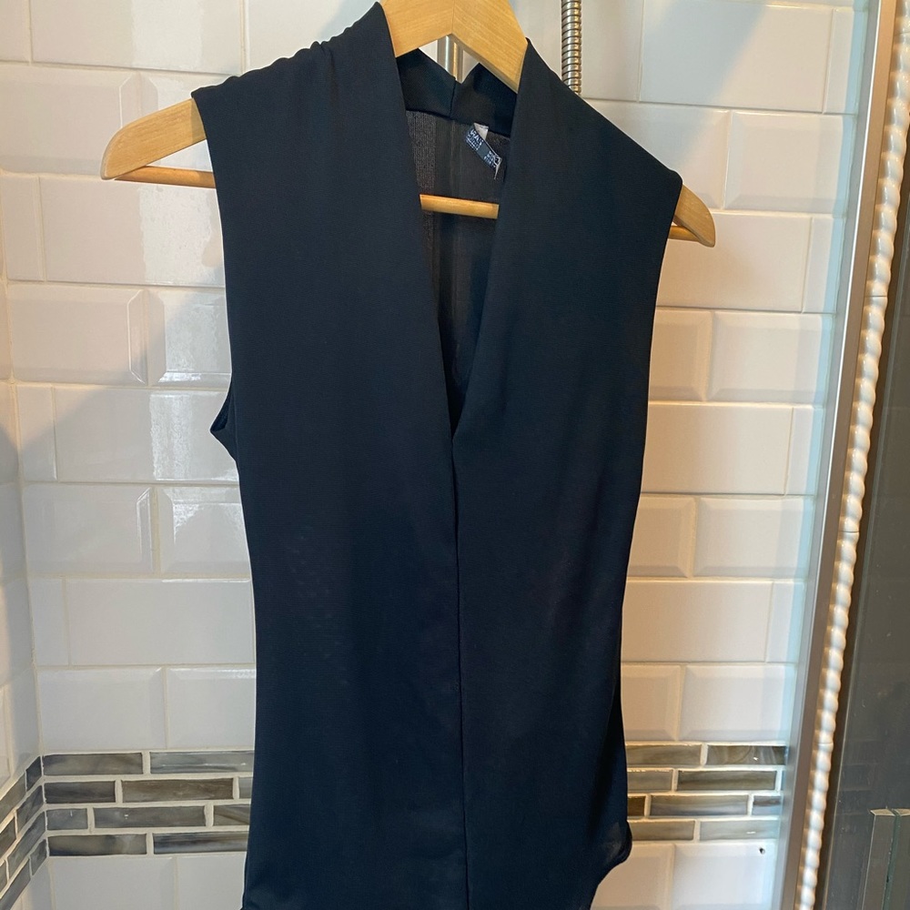 Zara sheer body suit deep neck black M